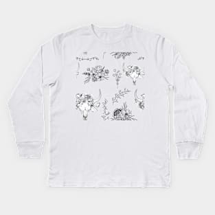 Skulls and Flowers Kids Long Sleeve T-Shirt